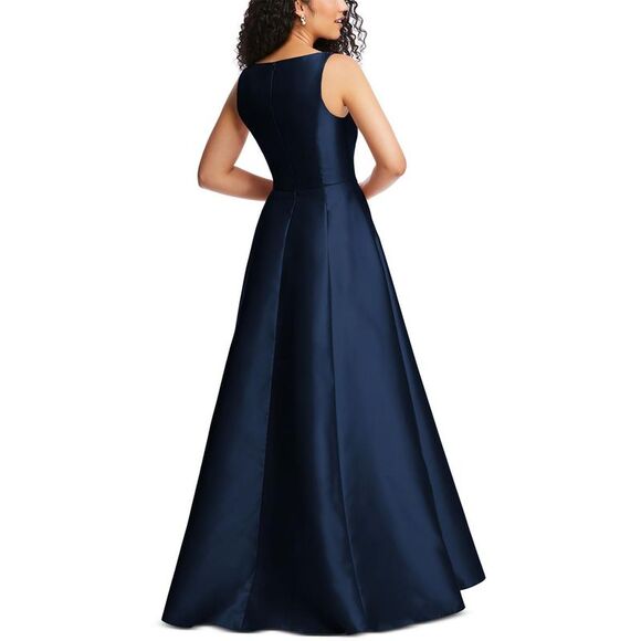 Alfred Sung Womens Navy Boned Bodice Square Neck Evening Dress Gown NWT - Picture 2 of 2